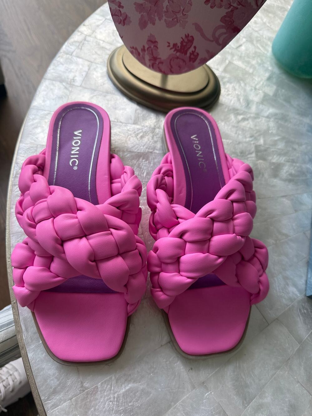 Vionic Kalina Women's COMFORT Slide Sandals vibrant bubblegum pink 8